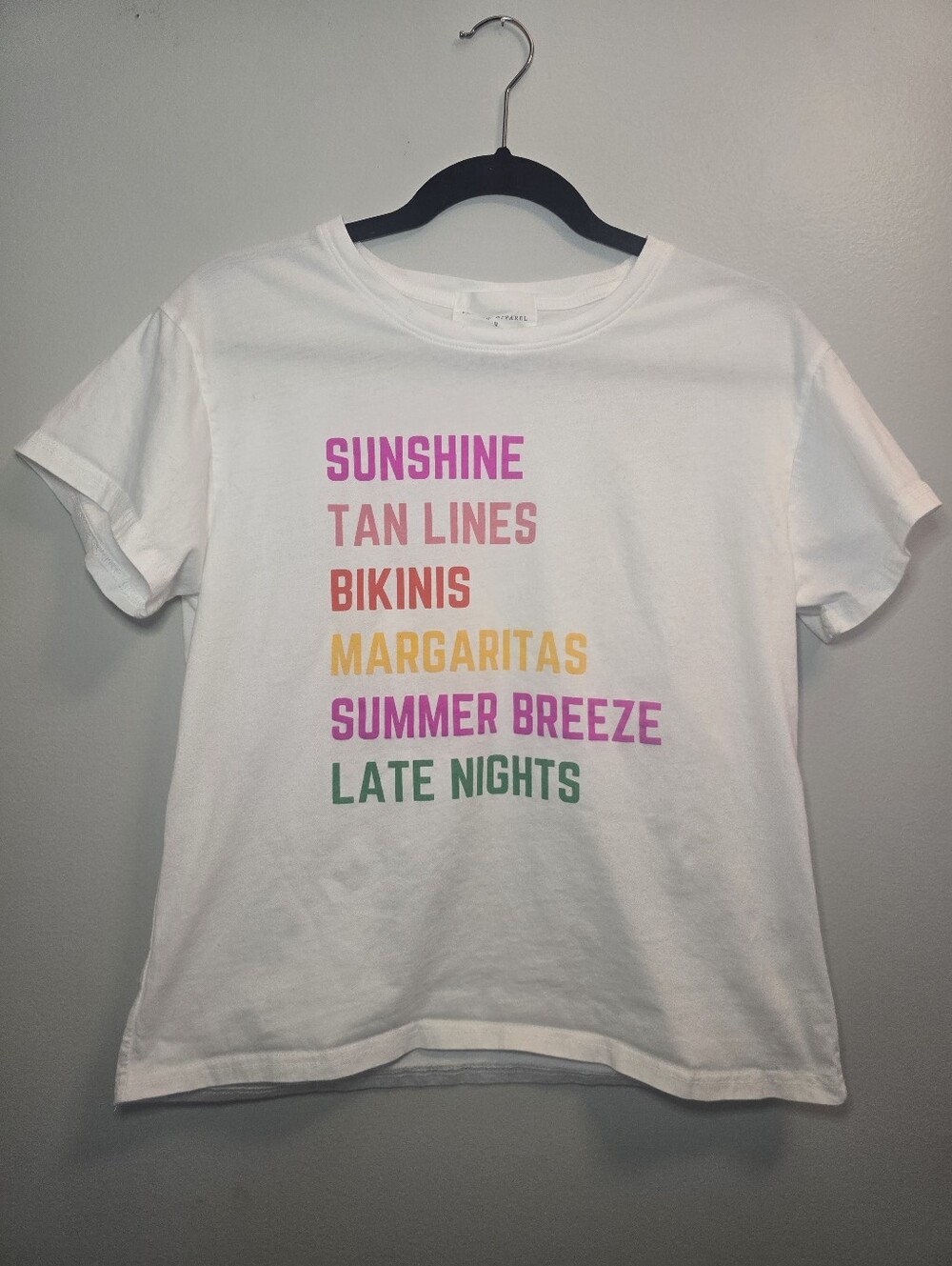 Panache Apparel White T-Shirt Summer Beach Sunshine Size Medium Cotton